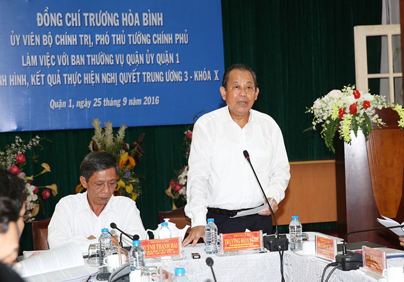 Phó Thủ tướng Thường trực làm việc với Thường vụ Quận ủy Quận 1, TPHCM - ảnh 1